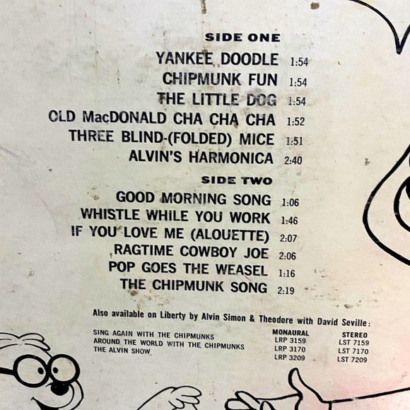 ALVIN LET’S ALL SING WITH THE CHIPMUNKS VTG 1961 VINYL RECORD LP LIBERTY RECORDS - Picture 12 of 16